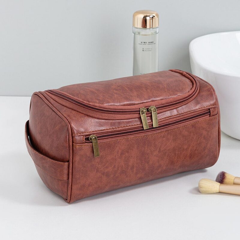 Custom PU Leather Travel Toiletry Bag With Hook - 6
