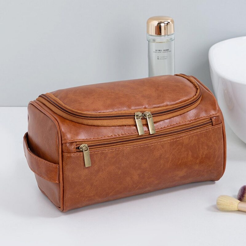 Custom PU Leather Travel Toiletry Bag With Hook - 7