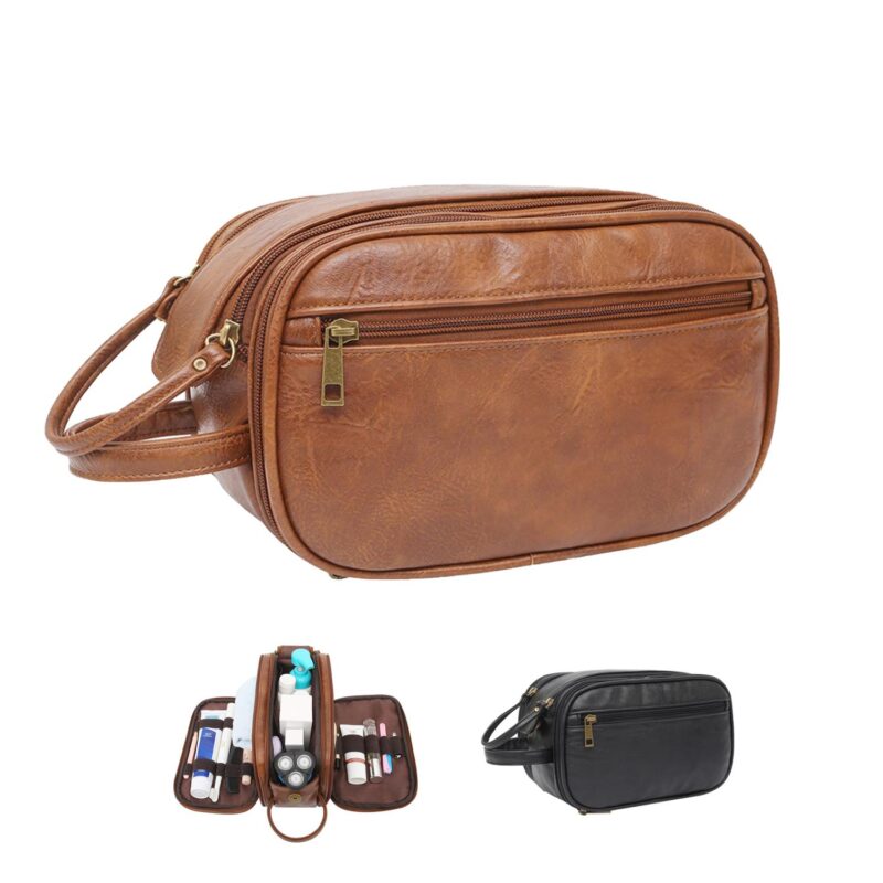 Custom PU Leather Travel Toiletry Dopp Kit - 1