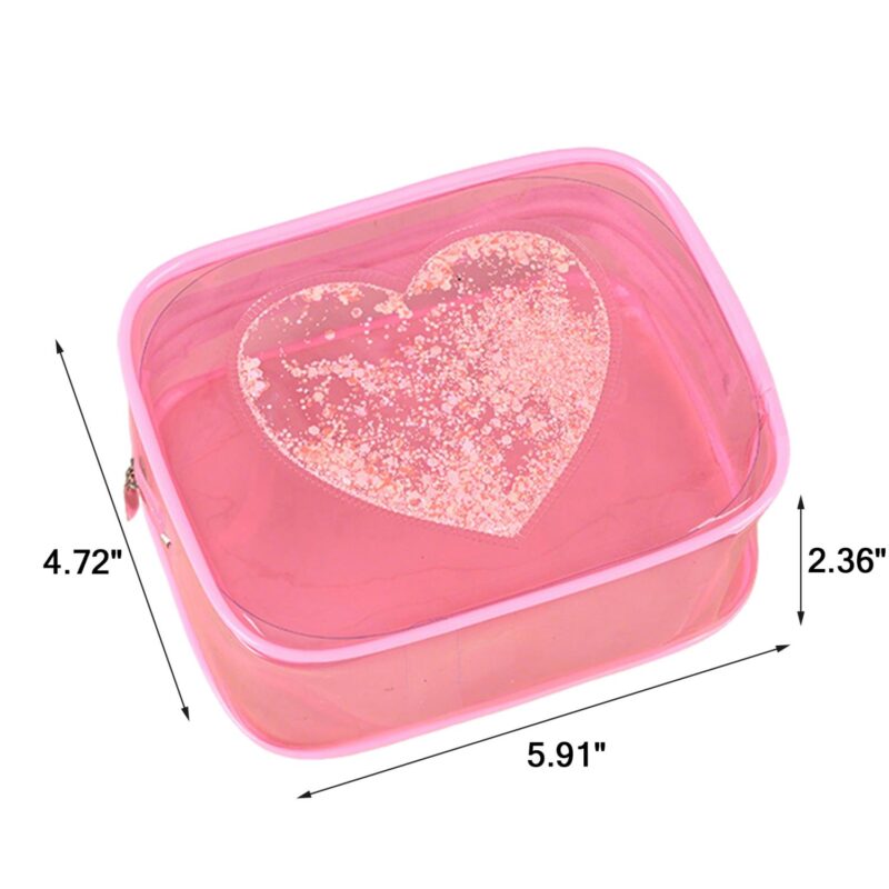 Custom PVC Clear Heart Sequin Toiletry Bag - 2