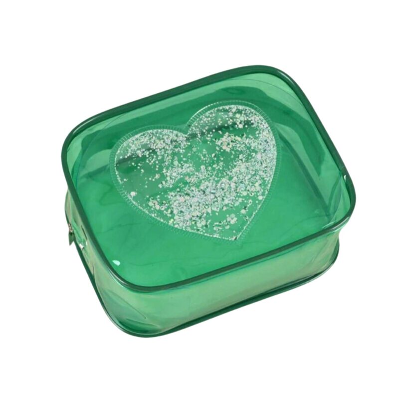 Custom PVC Clear Heart Sequin Toiletry Bag - 3