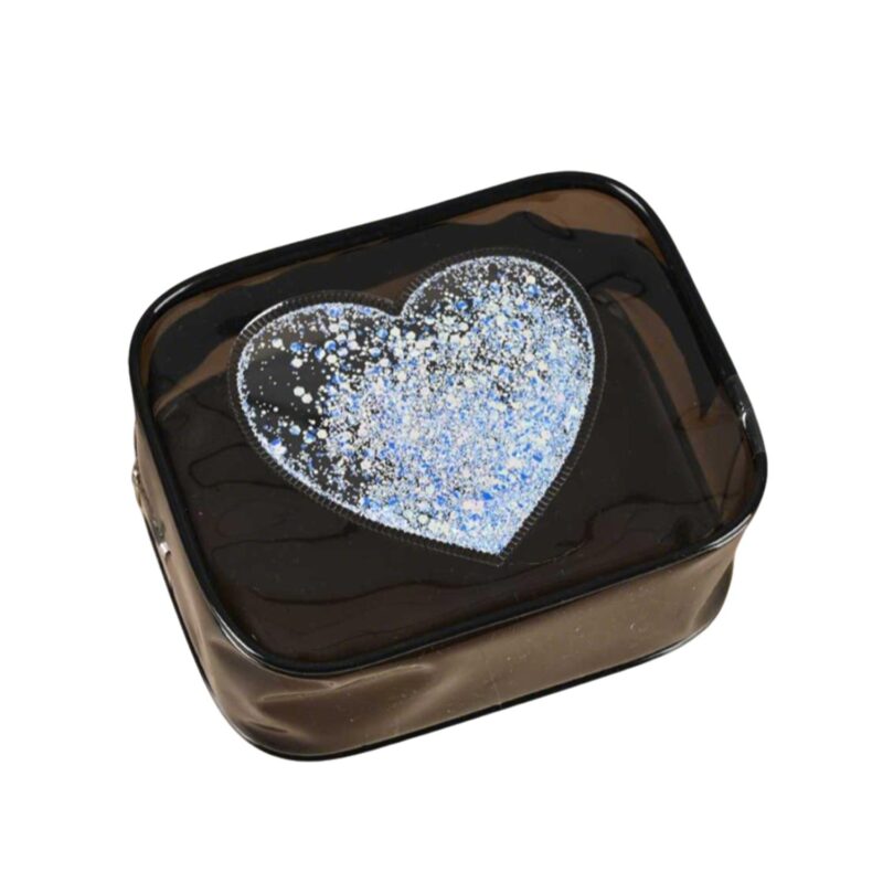 Custom PVC Clear Heart Sequin Toiletry Bag - 4