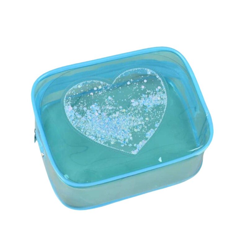 Custom PVC Clear Heart Sequin Toiletry Bag - 5