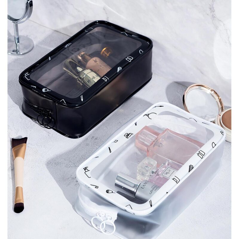 Custom PVC Double Zippered Toiletry Bag Makeup Bag Handle Bag - 4