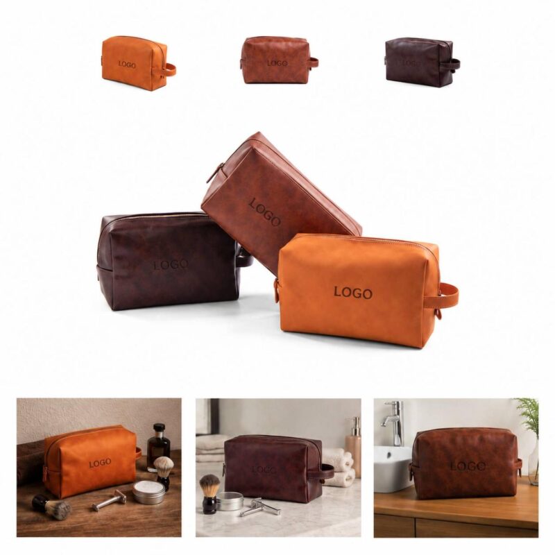 Custom Personalized Vegan Leather Dopp Kit Travel Toiletry Bag