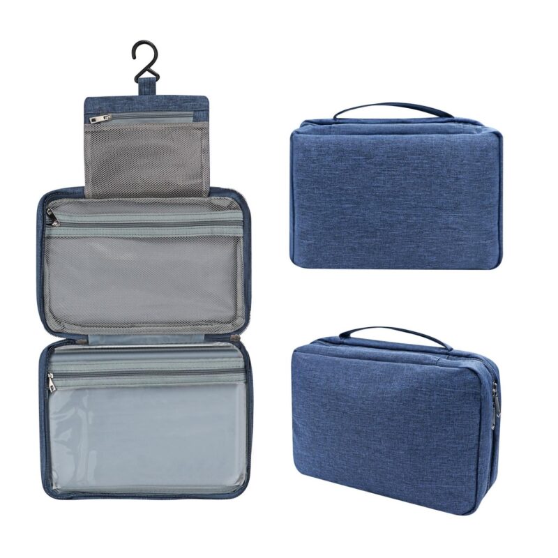 Custom Polyester Portable Travel Hanging Toiletry Bag W/ Zipper - 1