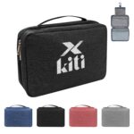 Custom Polyester Portable Travel Hanging Toiletry Bag W/ Zipper