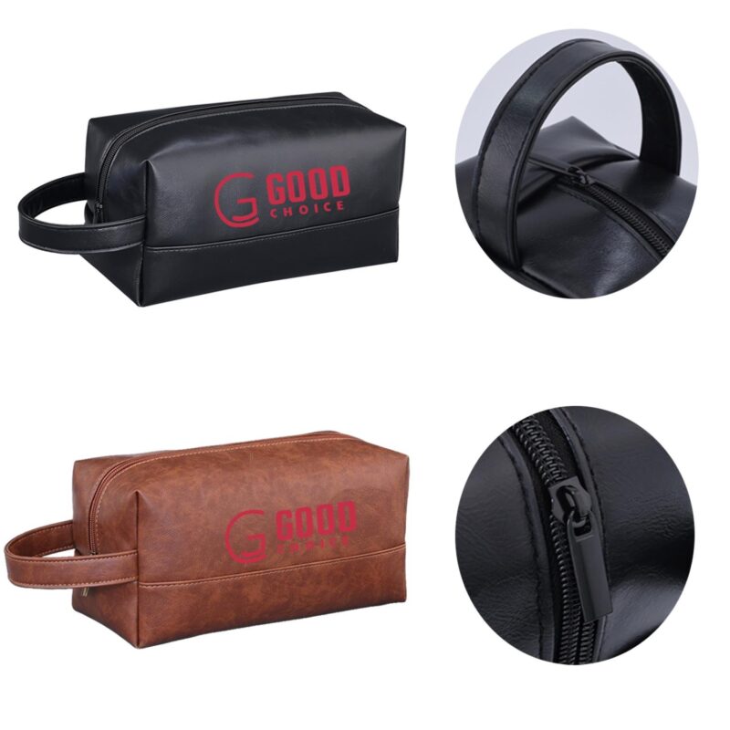 Custom Portable PU Leather Toiletry Bag