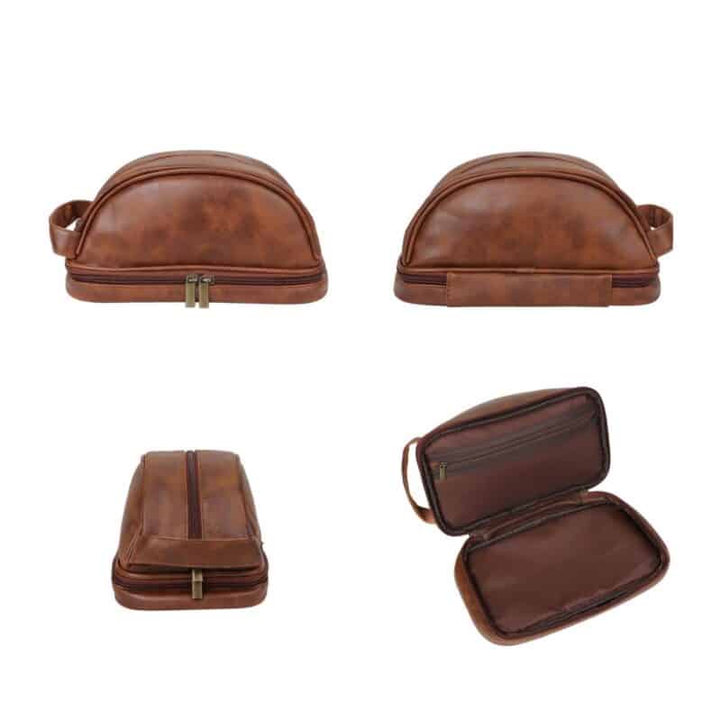 Custom Portable Personalized Leather Travel Toiletry Bag - 1