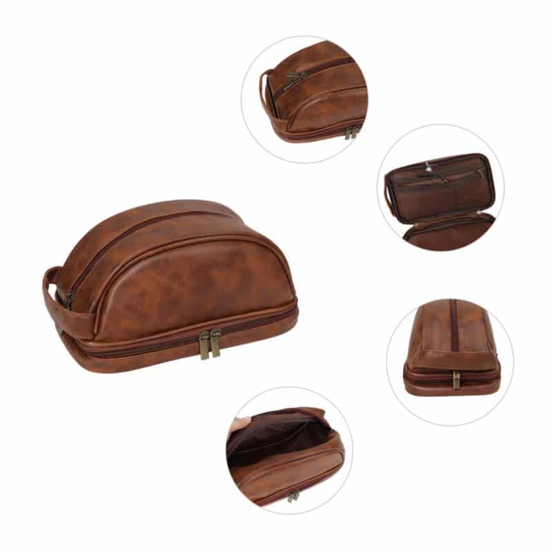 Custom Portable Personalized Leather Travel Toiletry Bag - 2