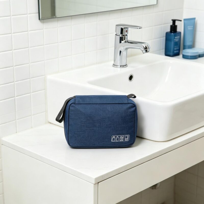 Custom Portable Travel Cosmetic Toiletry Bag W/ Hanging Hook - 3