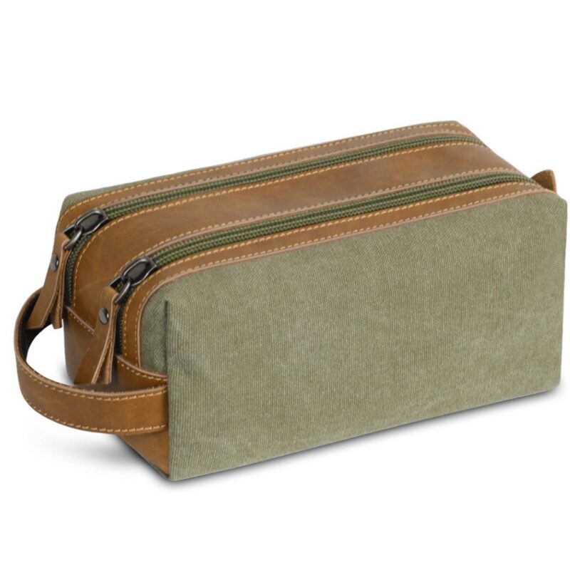 Custom Portable Waterproof Canvas Toiletry Bag with Expansion - 1