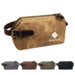Custom Portable Waxed Canvas Travel Toiletry Bag W/ Handle