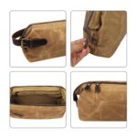 Custom Portable Waxed Canvas Travel Toiletry Bag W/ Handle - 3