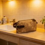 Custom Portable Waxed Canvas Travel Toiletry Bag W/ Handle - 4