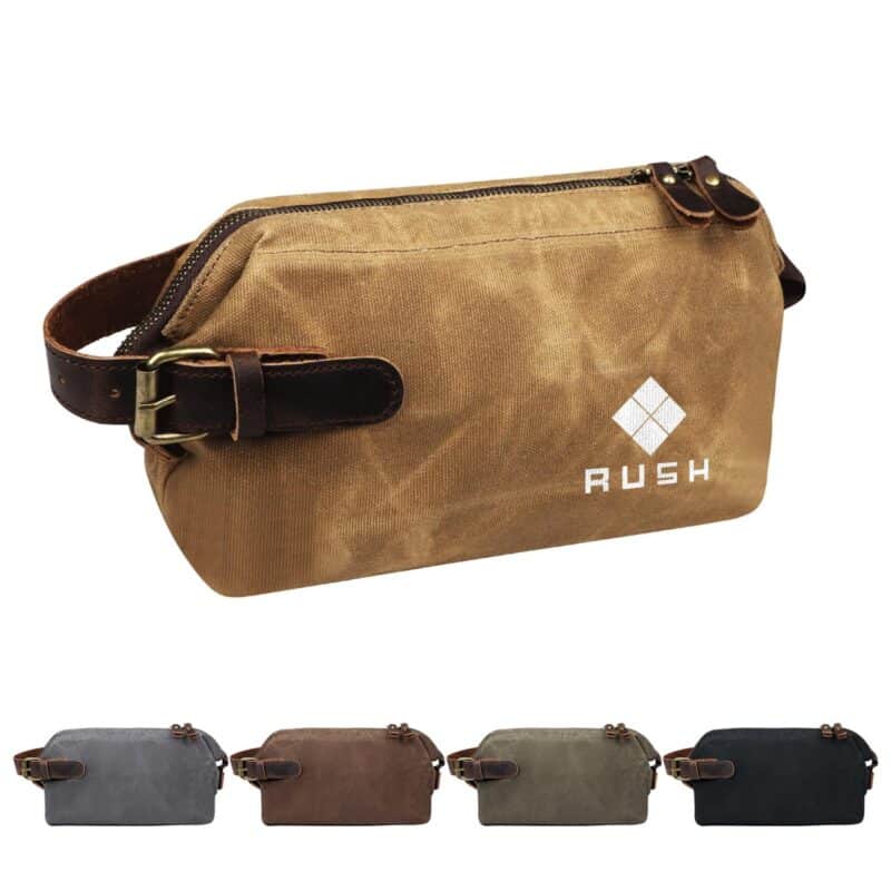 Custom Portable Waxed Canvas Travel Toiletry Bag W/ Handle