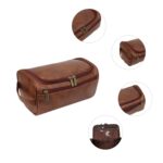 Custom Premium Leather Travel Toiletry Bag W/ Hanging Hook - 2