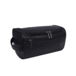 Custom Premium Leather Travel Toiletry Bag W/ Hanging Hook - 5