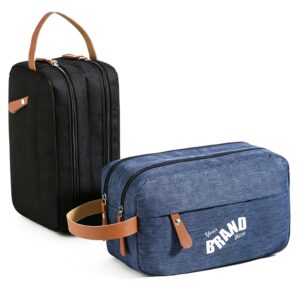 Custom Premium Portable Travel Heathered Toiletry Bag with Multiple Pockets