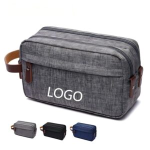Custom Premium Waterproof Cationic Dual-Zipper Dopp Kit Toiletry Travel Bag