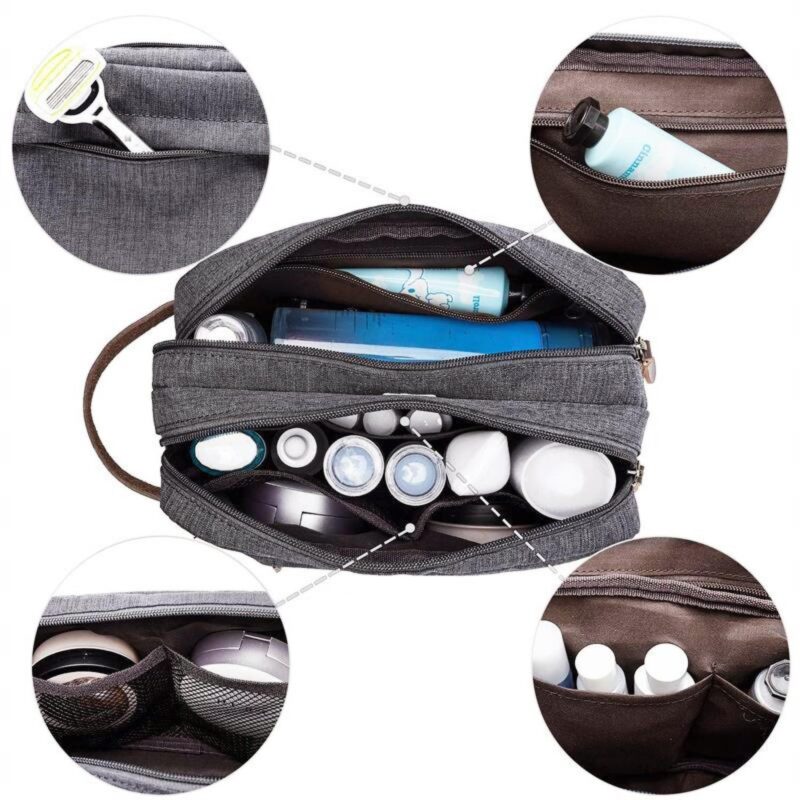 Custom Premium Waterproof Cationic Dual-Zipper Dopp Kit Toiletry Travel Bag - 5