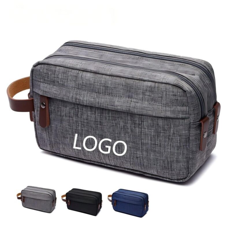 Custom Premium Waterproof Cationic Dual-Zipper Dopp Kit Toiletry Travel Bag