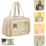 Custom Pvc Clear Seaside Toiletry Bag With Shoe Compartment