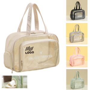 Custom Pvc Clear Seaside Toiletry Bag With Shoe Compartment