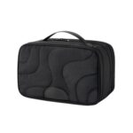 Custom Quilted Polyester Travel Toiletry Bag With Wet Dry Compartments - 1