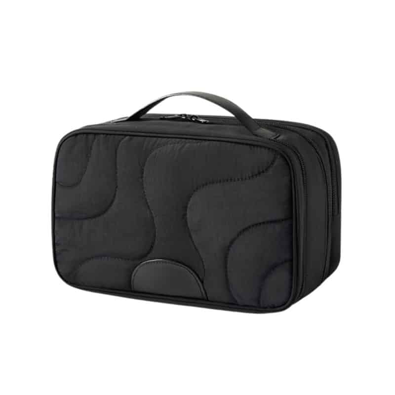 Custom Quilted Polyester Travel Toiletry Bag With Wet Dry Compartments - 1