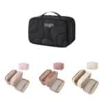 Custom Quilted Polyester Travel Toiletry Bag With Wet Dry Compartments