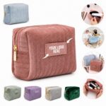 Custom Quilted Velvet Travel Cosmetic Toiletry Bag