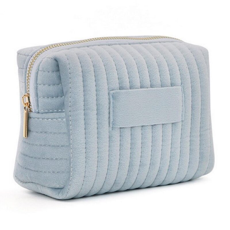 Custom Quilted Velvet Travel Cosmetic Toiletry Bag - 2