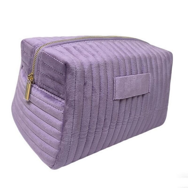 Custom Quilted Velvet Travel Cosmetic Toiletry Bag - 3