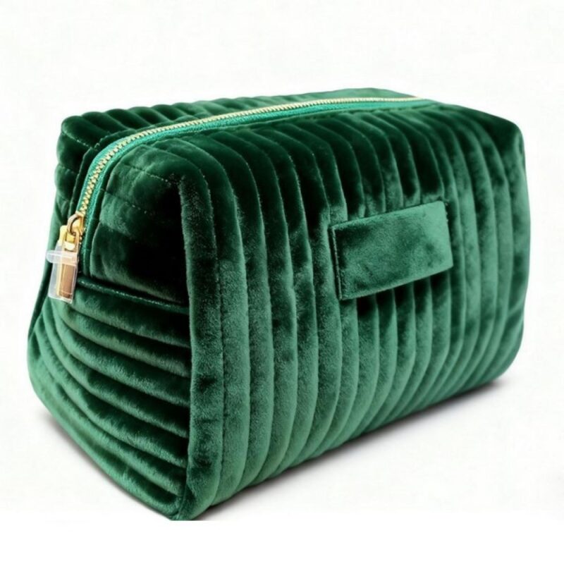 Custom Quilted Velvet Travel Cosmetic Toiletry Bag - 4