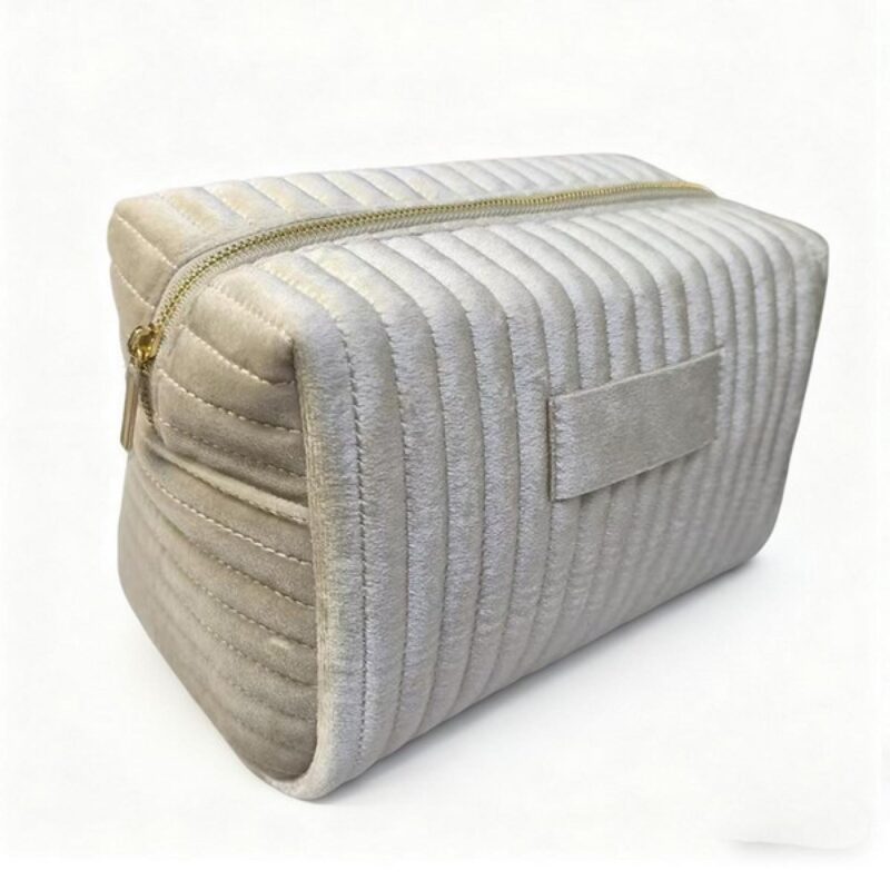 Custom Quilted Velvet Travel Cosmetic Toiletry Bag - 6