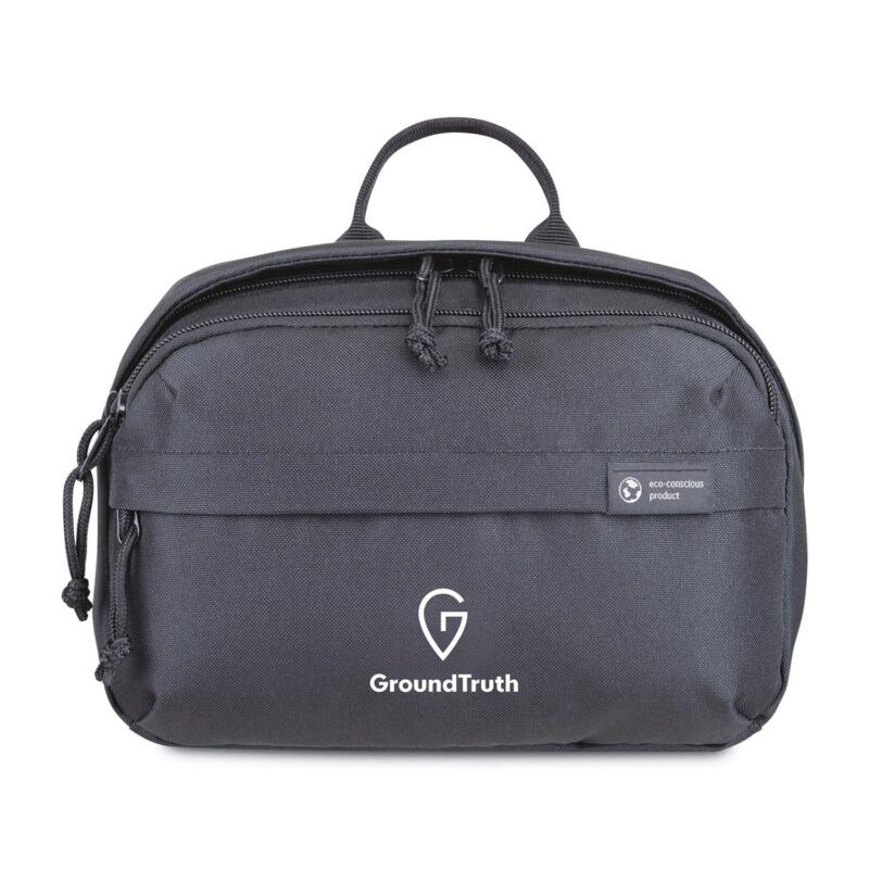 Custom Renew Recycled rPET Toiletry Bag - AWARE - Black