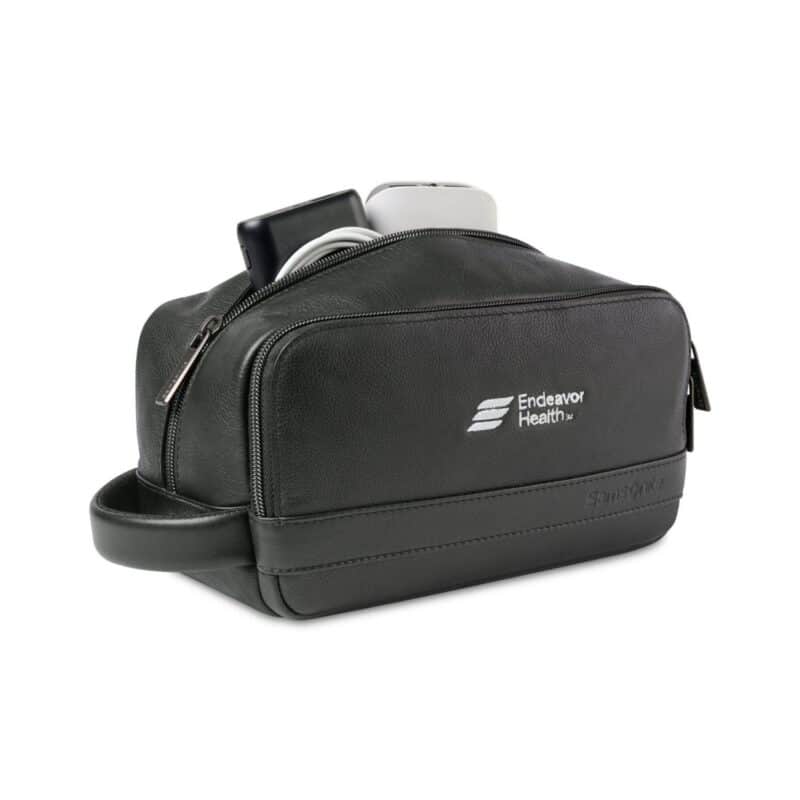 Custom Samsonite Leather Toiletry Bag - Black - 3