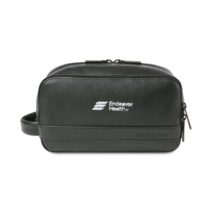 Custom Samsonite Leather Toiletry Bag - Black