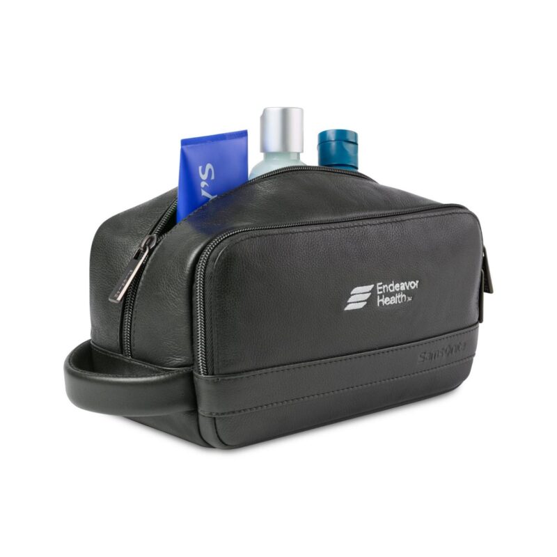 Custom Samsonite Leather Toiletry Bag - Black - 4