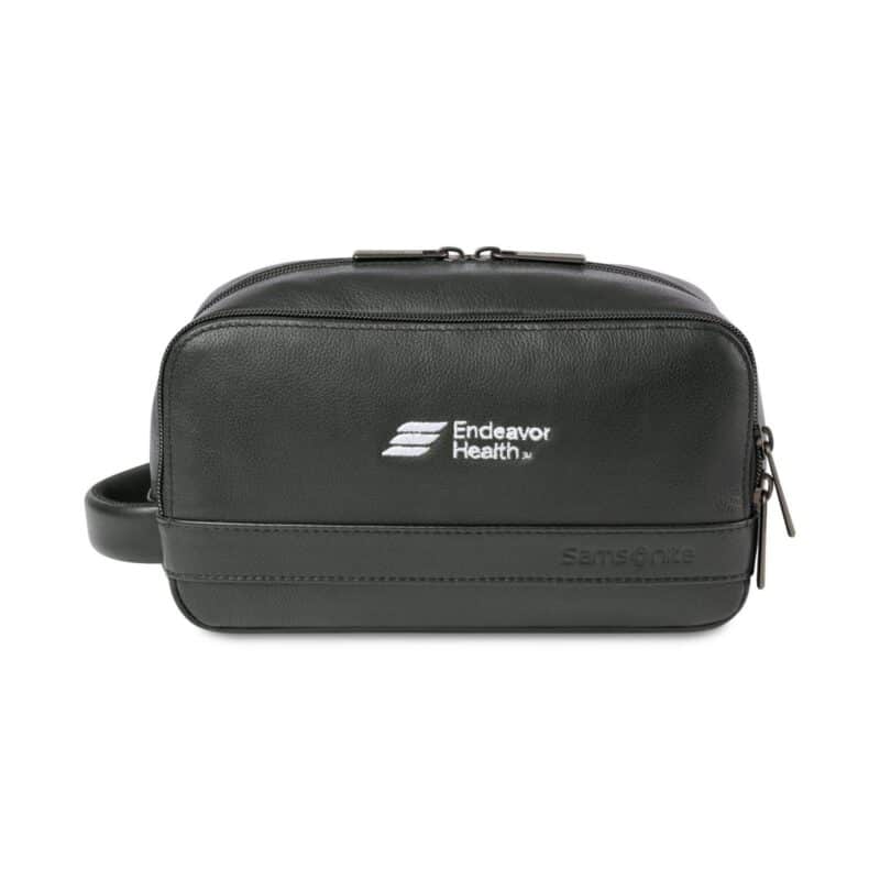 Custom Samsonite Leather Toiletry Bag - Black
