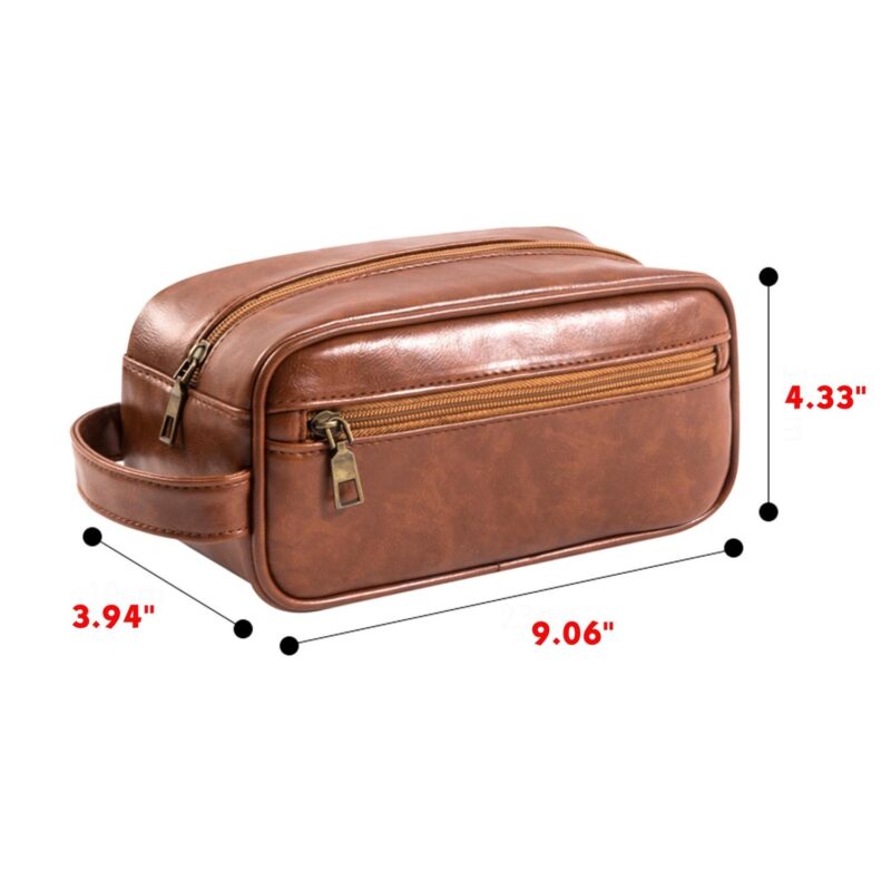 Custom Soft PU Leather Zipped Travel Toiletry Bag - 1