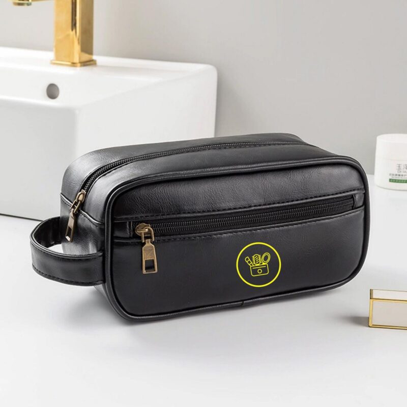 Custom Soft PU Leather Zipped Travel Toiletry Bag - 2
