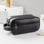 Custom Soft PU Leather Zipped Travel Toiletry Bag - 3