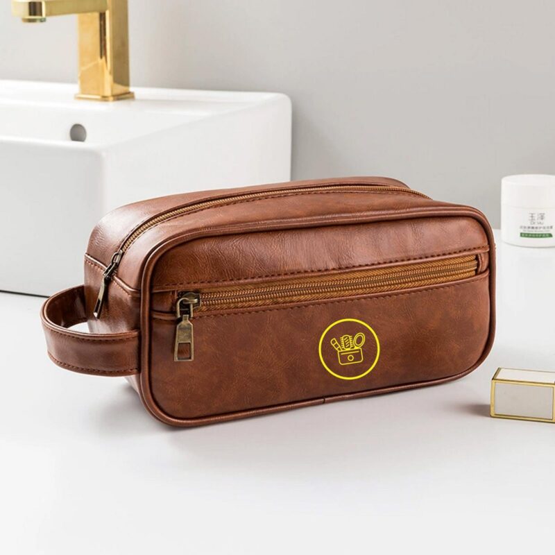 Custom Soft PU Leather Zipped Travel Toiletry Bag - 6