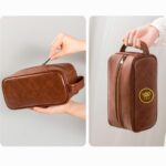 Custom Soft PU Leather Zipped Travel Toiletry Bag - 9