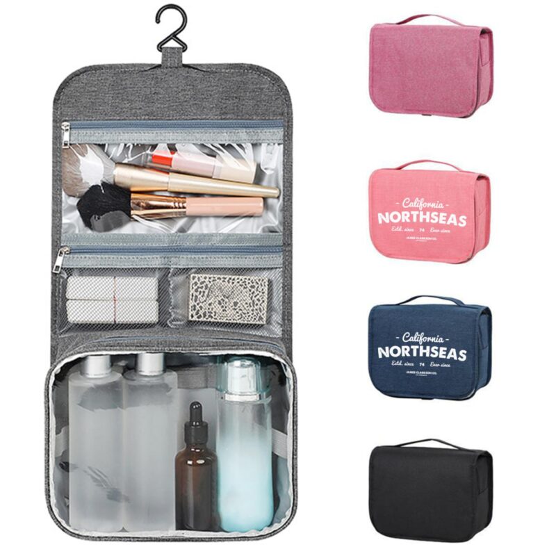 Custom Solid Color Foldable Portable Hanging Toiletry Bag