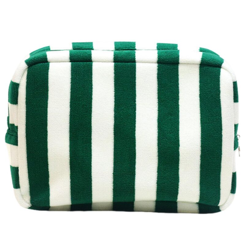 Custom Striped Terry Cloth Toiletry Bag with Zipper Closure - 3