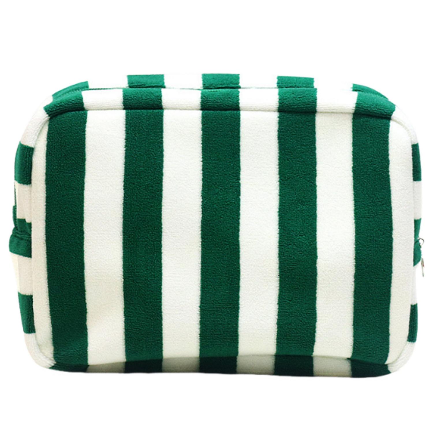 Custom Striped Terry Cloth Toiletry Bag with Zipper Closure - 3