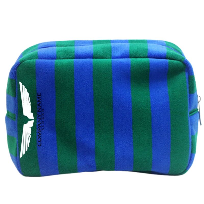 Custom Striped Terry Cloth Toiletry Bag with Zipper Closure - 6
